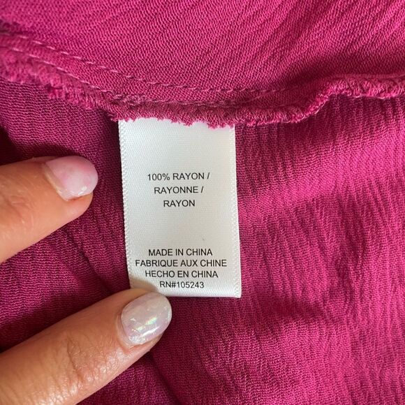 BOBEAU Ruffle Tier Woven Maxi Dress Raspberry Size XS NWOT - Picture 3 of 8